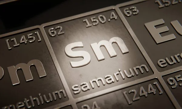 Hervorhebung Des Chemischen Elements Samarium Periodensystem Der Elemente Rendering — Stockfoto
