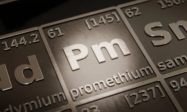 Hervorhebung Des Chemischen Elements Promethium Periodensystem Der Elemente Rendering — Stockfoto