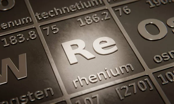 Markera Kemiska Grundämnen Rhenium Periodiska Tabeller Över Grundämnen Rendering — Stockfoto