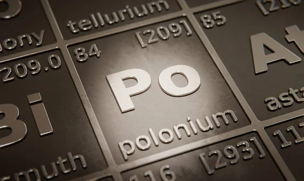 Destaque Para Elemento Químico Polônio Tabela Periódica Elementos Renderização — Fotografia de Stock