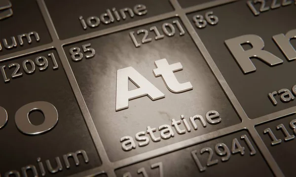 Highlight Chemical Element Astatine Periodic Table Elements Rendering — Stock Photo, Image