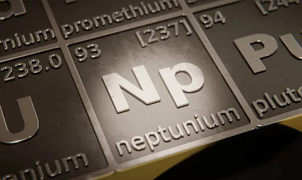 Markera Det Kemiska Grundämnet Neptunium Periodiska Tabeller Över Grundämnen Rendering — Stockfoto