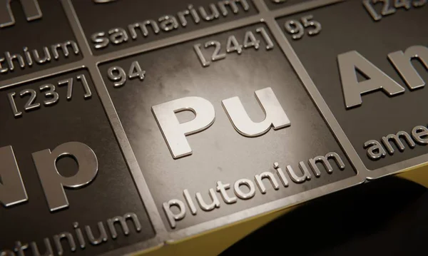 Mettre Évidence Élément Chimique Plutonium Dans Tableau Périodique Des Éléments — Photo