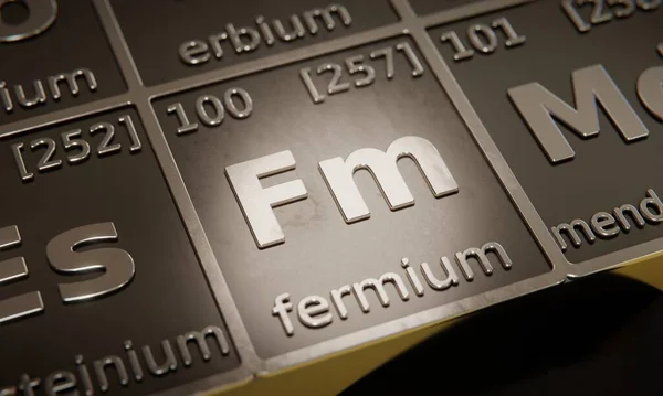 Periyodik Elementler Tablosundaki Kimyasal Element Fermium Altını Çiz Görüntüleme — Stok fotoğraf