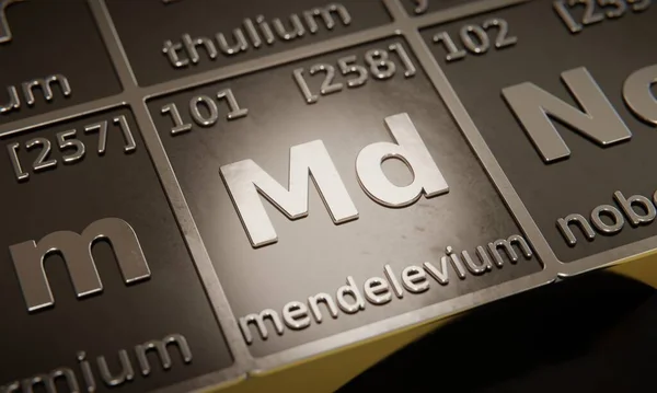 Periyodik Elementler Tablosundaki Kimyasal Element Mendelevium Vurgula Görüntüleme — Stok fotoğraf