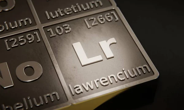 Destaque Para Elemento Químico Lawrencium Tabela Periódica Elementos Renderização — Fotografia de Stock