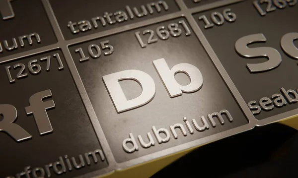 Resalte Elemento Químico Dubnium Tabla Periódica Elementos Renderizado — Foto de Stock