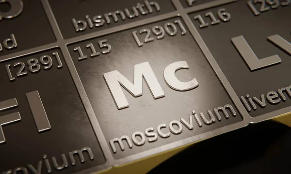 Mettre Évidence Élément Chimique Moscovium Dans Tableau Périodique Des Éléments — Photo