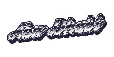 Abu Dabi şehir adı retro üç boyutlu grafik tarzında