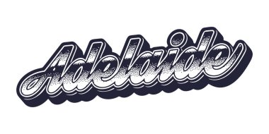 Adelaide şehir adı retro üç boyutlu grafik tarzında