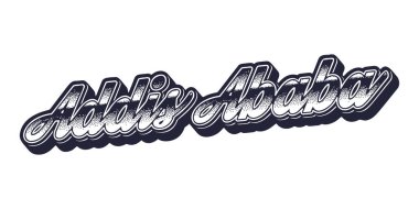 Addis Ababa şehir adı retro üç boyutlu grafik biçimi