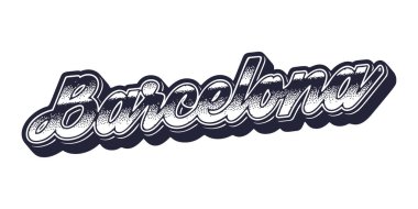 Barselona şehir adı retro üç boyutlu grafik tarzında
