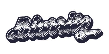 Biarritz şehir adı retro üç boyutlu grafik tarzında