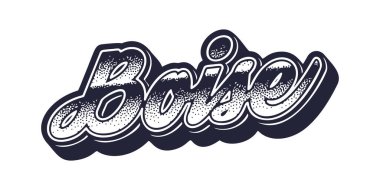 Boise şehir adı retro üç boyutlu grafik tarzında