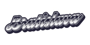Bratislava şehir adı retro üç boyutlu grafik tarzında