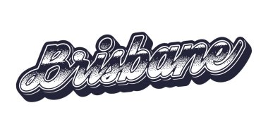 Geçmişe dönük üç boyutlu grafik tarzında Brisbane şehir adı