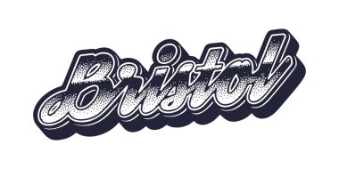 Geçmişe dönük üç boyutlu grafik tarzında Bristol şehir adı