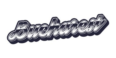 Bükreş şehir adı retro üç boyutlu grafik tarzında