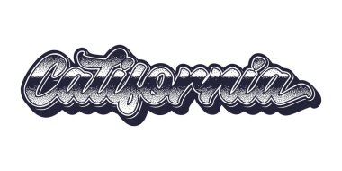 Kaliforniya eyaleti ismi retro üç boyutlu grafik tarzında