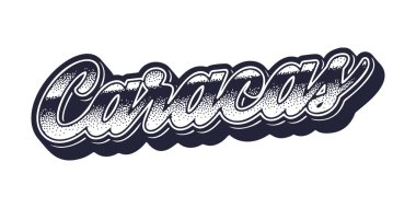 Karakas şehir adı retro üç boyutlu grafik tarzında