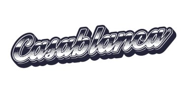 Kazablanka şehir adı retro üç boyutlu grafik tarzında