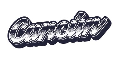Cancun şehir adı retro üç boyutlu grafik biçimi