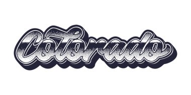 Colorado eyaleti ismi üç boyutlu grafik tarzında retro