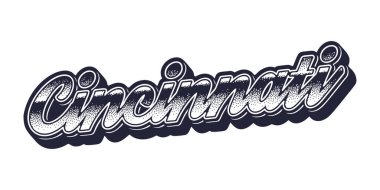 Cincinnati şehir adı retro üç boyutlu grafik tarzında