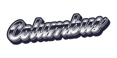 Columbus şehir adı üç boyutlu grafik biçiminde retro