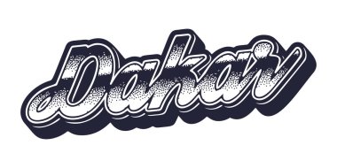 Dakar şehrinin retro üç boyutlu grafik biçimi