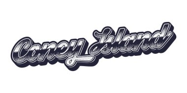 Coney Adası ismi üç boyutlu grafik tarzında retro