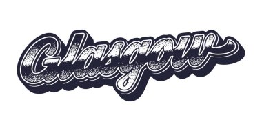 Glasgow şehir adı retro üç boyutlu grafik tarzında