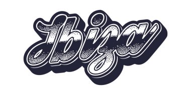 İbiza şehir adı retro üç boyutlu grafik tarzında