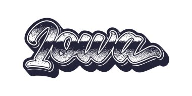 Iowa durum adı retro üç boyutlu grafik biçimi