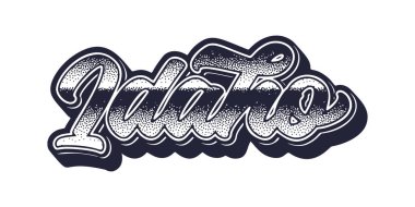 Eski üç boyutlu grafik biçiminde Idaho durum adı