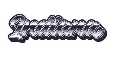 Indiana eyalet adı retro üç boyutlu grafik tarzında