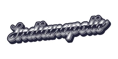 Indianapolis şehir adı retro üç boyutlu grafik tarzında