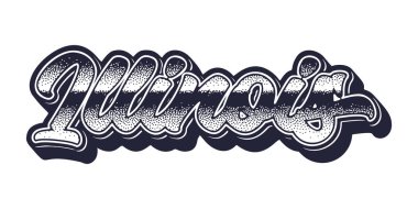 Illinois eyalet adı retro üç boyutlu grafik tarzında