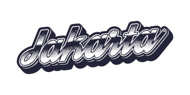 Jakarta şehir adı retro üç boyutlu grafik tarzında