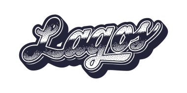 Lagos şehir adı retro üç boyutlu grafik tarzında