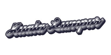 Kuala Lumpur şehir adı retro üç boyutlu grafik tarzında