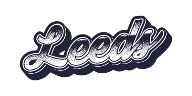Leeds şehir adı retro üç boyutlu grafik tarzında