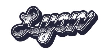 Geçmişe dönük üç boyutlu grafik tarzında Lyon şehir adı