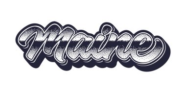 Geçmişe dönük üç boyutlu grafik biçiminde Maine durum adı