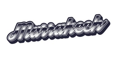 Marakeş şehir adı retro üç boyutlu grafik tarzında
