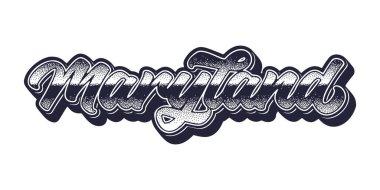 Maryland eyaleti ismi retro üç boyutlu grafik tarzında