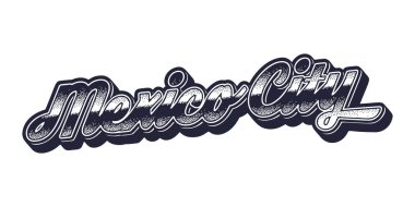 Mexico City adı retro üç boyutlu grafik tarzında