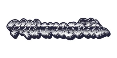 Geçmişe dönük üç boyutlu grafik tarzında Minnesota durum adı