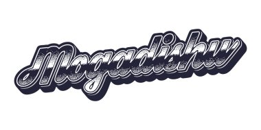 Mogadişu şehir adı retro üç boyutlu grafik tarzında