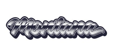 Montana eyaleti ismi retro üç boyutlu grafik tarzında